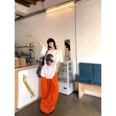 批发特价纯棉230克精梳紧密夏季新款宽松印花短袖T恤女<b class='q'>上衣</b>情侣
