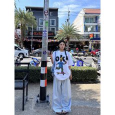 批发特价纯棉230克精梳紧密夏季新款宽松印花短袖T恤女上衣情侣