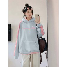 批发官图纯棉华棉复合银狐绒美式复古印花宽松双帽卫衣男女秋冬