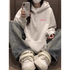 批发官图纯棉华棉复合银狐绒美式复古印花宽松双帽卫衣<b class='q'>男</b>女秋冬