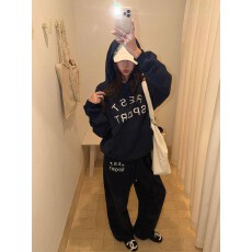 批发官图纯棉华棉复合银狐绒美式复古印花宽松双帽卫衣<b class='q'>男</b>女秋冬