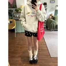 批发官图纯棉华棉复合银狐绒美式复古印花宽松双帽卫衣<b class='q'>男</b>女秋冬