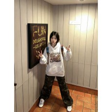 批发官图纯棉华棉复合银狐绒美式复古印花宽松双帽卫衣<b class='q'>男</b>女秋冬