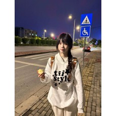批发官图纯棉华棉复合银狐绒美式复古印花宽松双帽卫衣<b class='q'>男</b>女秋冬