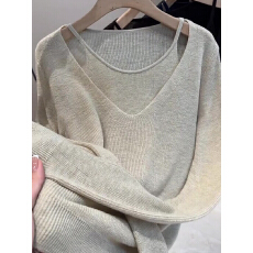 批发欧货高级感时尚<b class='q'>假两件</b><b class='q'>针织衫</b>女2026年秋季新款宽松超好看洋气上衣