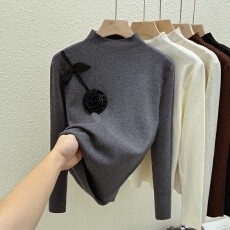 批发实拍半高领针织毛衣女秋冬小众设计感修身<b class='q'>显瘦</b>内搭外穿打底衫上衣