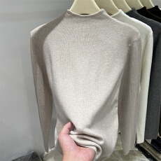 批发纯色百搭半高领长袖针织衫女毛衣2025秋冬新款简约内搭打底衫上衣