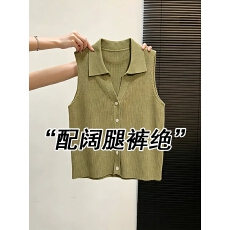 批发别致复古气质红色针织衬衫背心女秋<b class='q'>冬</b>毛衣内搭打底衫V领无袖上衣