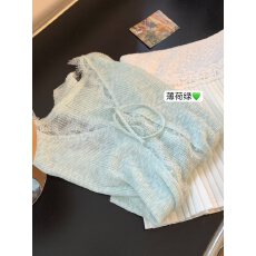 批发广州十三行女装薄荷曼波绿短款针织小开衫薄空调长袖上衣防晒外套