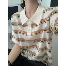 批发学院风条纹polo领短袖<b class='q'>针织衫</b>女2026新款小狗刺绣百搭减龄夏季上衣