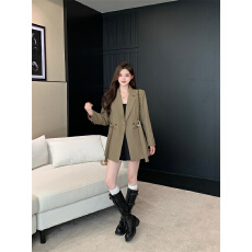 批发实拍 2026春季时尚气质收腰网红西服双排扣中<b class='q'>长款</b>西服