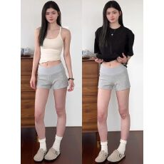 批发灰色美式运动短裤女夏季2025新款<b class='q'>百搭</b>显瘦休闲小个子辣妹包臀热裤