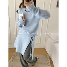 批发白<b class='q'>韩国</b><b class='q'>正品</b>东大门<b class='q'>代购</b>购25秋FLAMINGO两件套围裙系腰带长袖针织衫