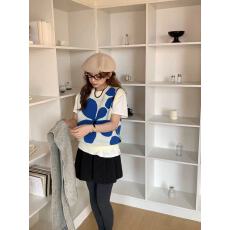批发秋<b class='q'>冬</b>新款 花儿背心女士圆领提花小背心