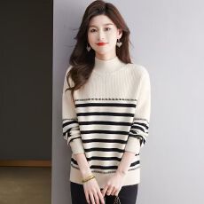 批发秋冬<b class='q'>大码</b>半高领毛衣女宽松慵懒遮肚子内搭针织打底衫