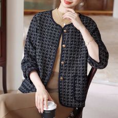 批发妈妈休闲短款外套女装秋冬洋气小香风<b class='q'>上衣</b>