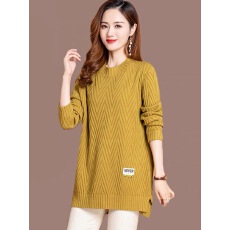 批发羊毛衫开叉毛衣女中长款宽松显瘦针织衫圆领<b class='q'>加肥</b><b class='q'>加大</b>打底衫羊绒衫