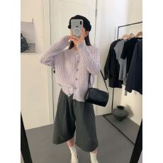 批发甜白茶uki推荐~美拉德甜美风2026春新款紫色软糯麻花毛衣<b class='q'>开衫</b>女装