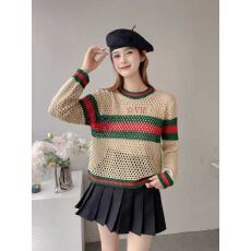 批发跨境外贸宽松显瘦圆领套头毛衣女百搭休闲短款镂空春装潮牌网红款