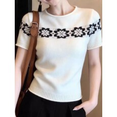 批发设计感费尔岛毛衣女冬2026新款春季修身套头内搭打底短袖针织上衣