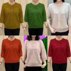 批发高档胖<b class='q'>妈妈</b>七分袖冰丝打底衫圆领T恤加肥大码女外穿薄款针织上衣