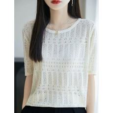 批发通勤日常条纹<b class='q'>短袖</b><b class='q'>t</b><b class='q'>恤</b>女春夏季2026年新款宽松百搭<b class='q'>短袖</b>针织衫上衣