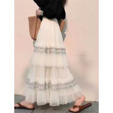 批发法式白色网纱蛋糕裙女2026年新款夏装小众高腰显瘦多层蓬蓬<b class='q'>半身</b>裙