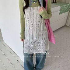批发极简风镂空针织吊带连衣裙女夏外穿<b class='q'>宽松</b>显瘦中长款叠穿上衣罩衫