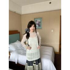 批发极简风镂空针织吊带连衣裙女夏外穿<b class='q'>宽松</b>显瘦中长款叠穿上衣罩衫