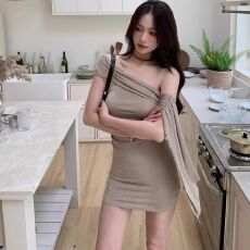 批发辣妹一字肩飘带斜领短袖连衣裙女夏季收腰修身显瘦无袖包臀短<b class='q'>裙子</b>