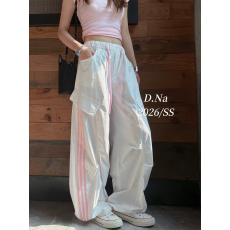 批发松弛感裤子女2026新款夏薄伞兵字母刺绣口袋工<b class='q'>装</b>裤美式宽松休闲裤