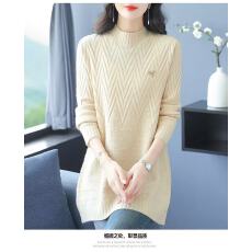 批发新款秋冬羊毛衫中长款宽松内搭毛衣女中年<b class='q'>妈妈</b>装半高领针织打底衫