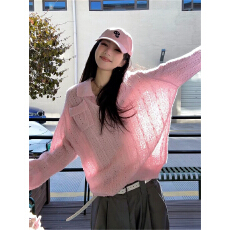批发2026春季新款<b class='q'>韩版</b>慵懒风镂空宽松针织衫胖MM大码女装高级百搭<b class='q'>毛衣</b>