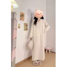 批发高级感超好看翻领长款毛衣裙女秋冬过膝宽松内搭打底针织连衣裙