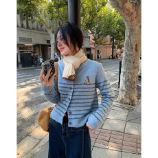 批发呼呼小熊~韩系含羊毛刺绣毛衣外套女秋冬慵懒风休闲开衫