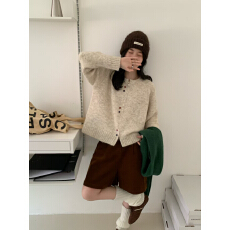 批发美拉德复古双拉链宽松毛衣<b class='q'>外套女</b>2026秋冬加厚慵懒风针织开衫上衣