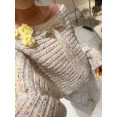 批发温柔系慵懒风毛衣<b class='q'>圆领</b>花朵<b class='q'>针织</b>上衣女2026秋季新款百搭显瘦外穿潮