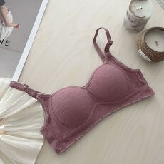 批发薄款舒适透气字母内衣女小胸聚拢防下垂少女无钢圈<b class='q'>文胸</b>罩