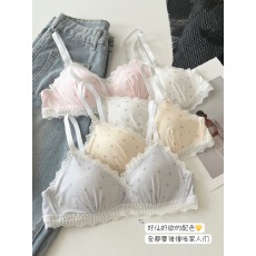 批发甜美小星星少女薄款显小胸内衣女舒适无钢圈蕾丝边文胸