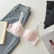 批发甜美小星星少女薄款显小胸内衣女舒适无钢圈蕾丝边文胸