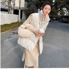 批发实拍网红马甲女2025秋冬季韩版小众羽绒棉服马夹棉衣外套现款