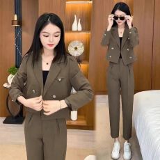 批发西装外套<b class='q'>女</b>春秋季2025新款小个子时尚高级感长袖西服裤子套装