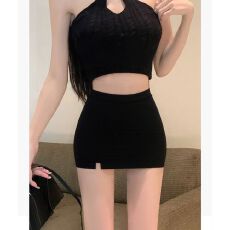 批发辣妹<b class='q'>性感</b>高腰包臀半身裙女2025夏季职业显瘦紧身小个子开叉一步裙