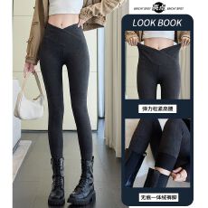 批发交叉深灰鲨鱼裤女<b class='q'>春</b>秋冬加绒加厚弹力牛仔小脚裤铅笔魔术裤打底裤