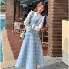 批发小香风<b class='q'>套装</b>裙女春秋2025新款学院风高级感超火网红爆款长袖两件套
