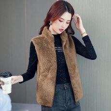 批发马甲女短款秋<b class='q'>冬</b>单面绒背心外套拉链无袖加厚保暖坎肩大码宽松妈妈