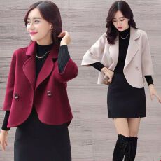 批发2025年秋冬季新款韩版女装毛呢短外套时尚西服<b class='q'>修身</b>短款呢子小西装