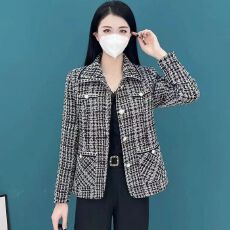 批发妈妈春秋外套洋气高贵新款中年女早春小香风翻领上衣<b class='q'>短款</b>西装外套