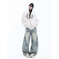批发新款美式街头蛇年连帽卫衣外套开衫男女复古短款上衣潮