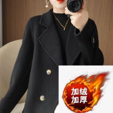 批发加绒加厚毛呢大衣女2025<b class='q'>短款</b>秋冬小个子宽松反季西装领毛呢子外套